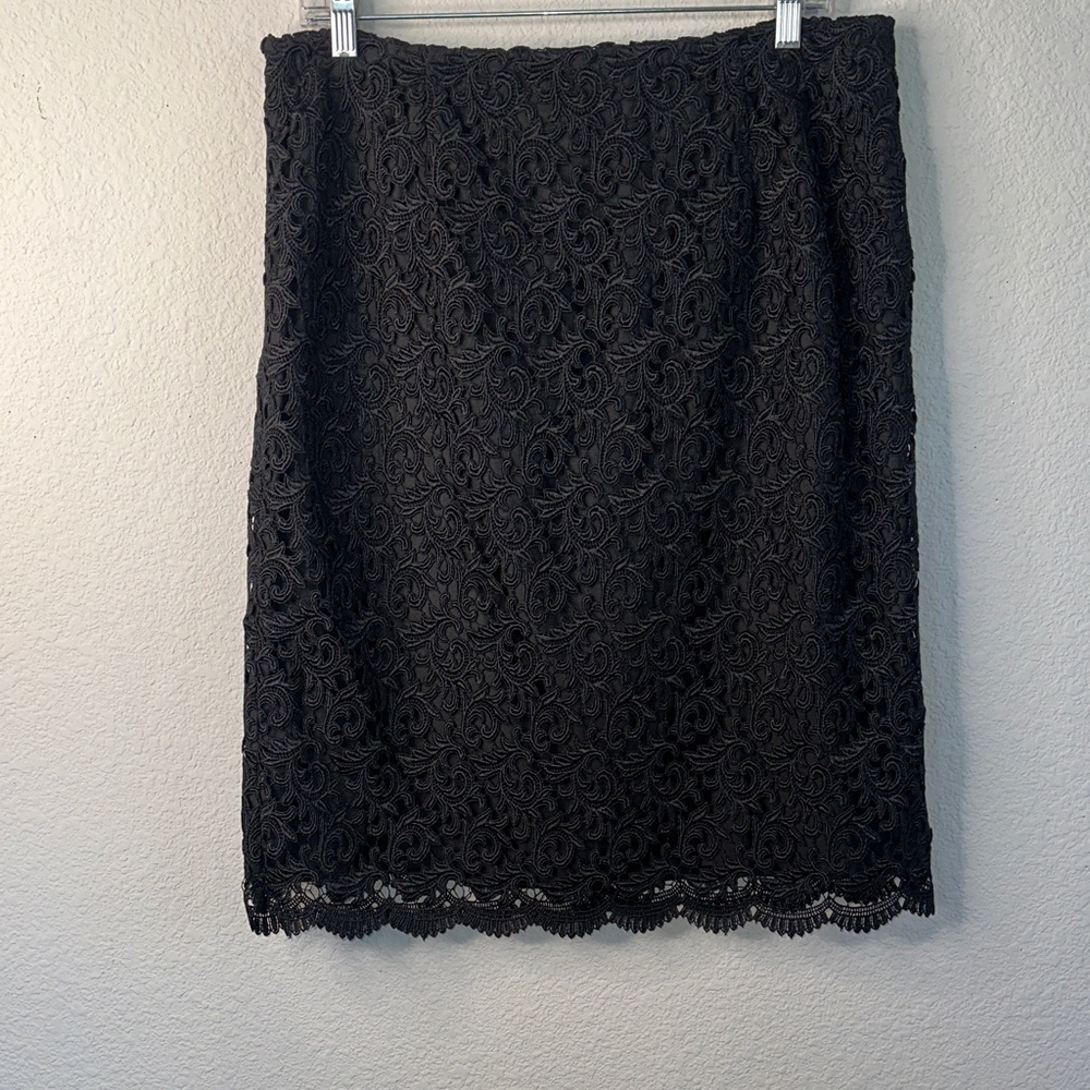 Calvin Klein Elegant Black Lace‎ Pencil Skirt